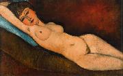 Amedeo Modigliani Reclining Nude on a Blue Cushion (mk39) oil painting on canvas